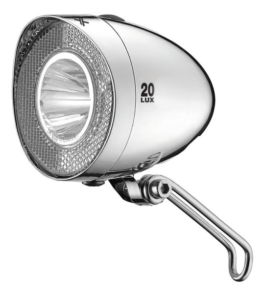 XLC Batterie Scheinwerfer LED Retro mit StVZO für alle Räder, chrom 20 Lux